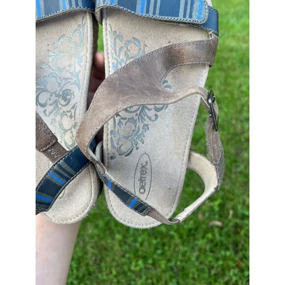 Aetrex Jenny Stone Leather Strappy Comfort Sandals Women's Size 7 - Picture 3 of 8
